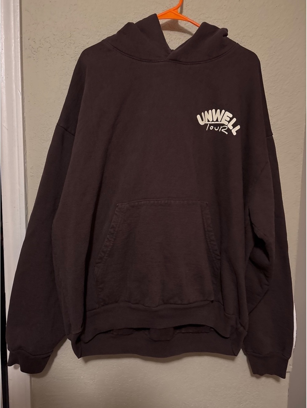 Unwell Tour West Hoodie XXL Brown Cotton Pullover Sweatshirt